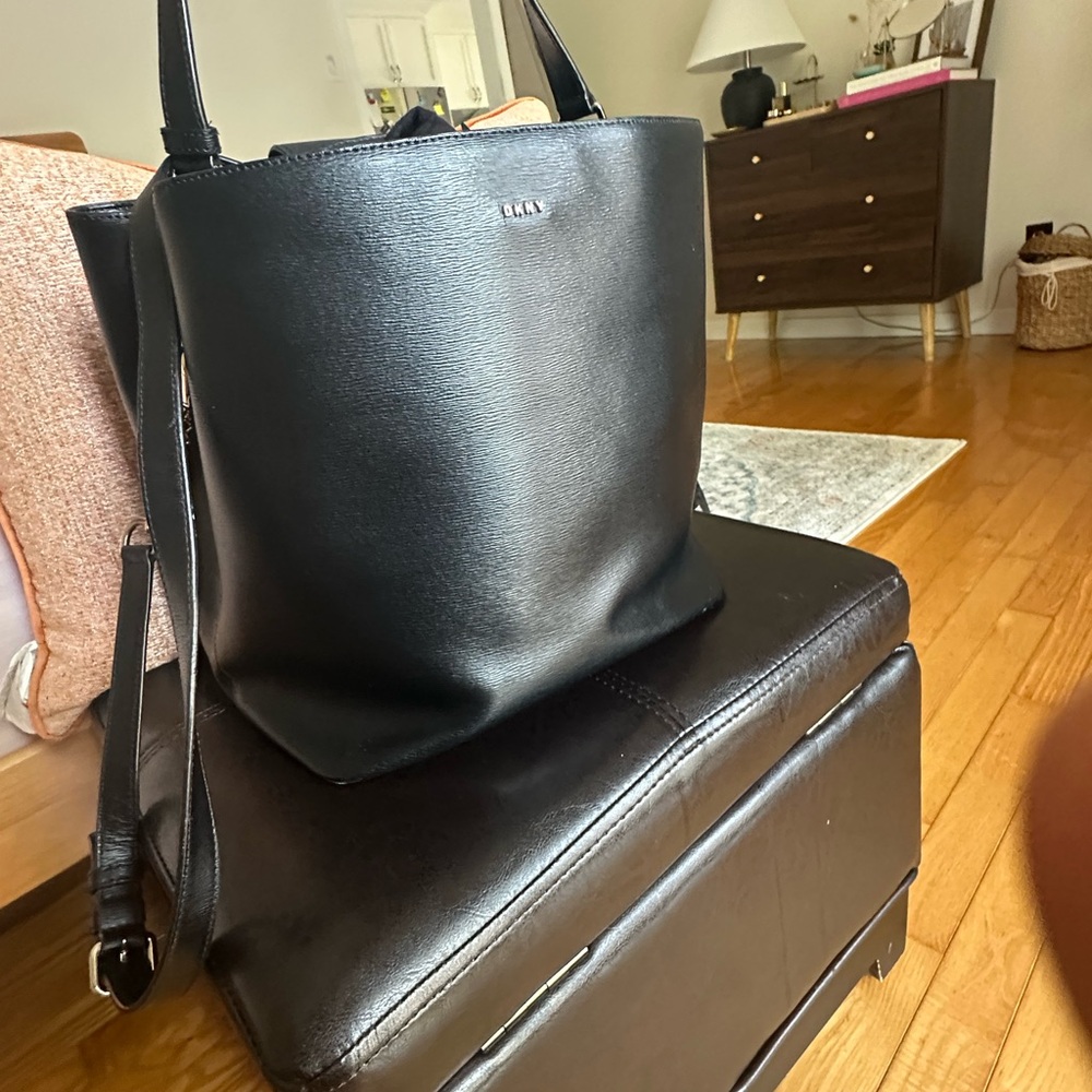 DKNY Black Leather Tote Bag